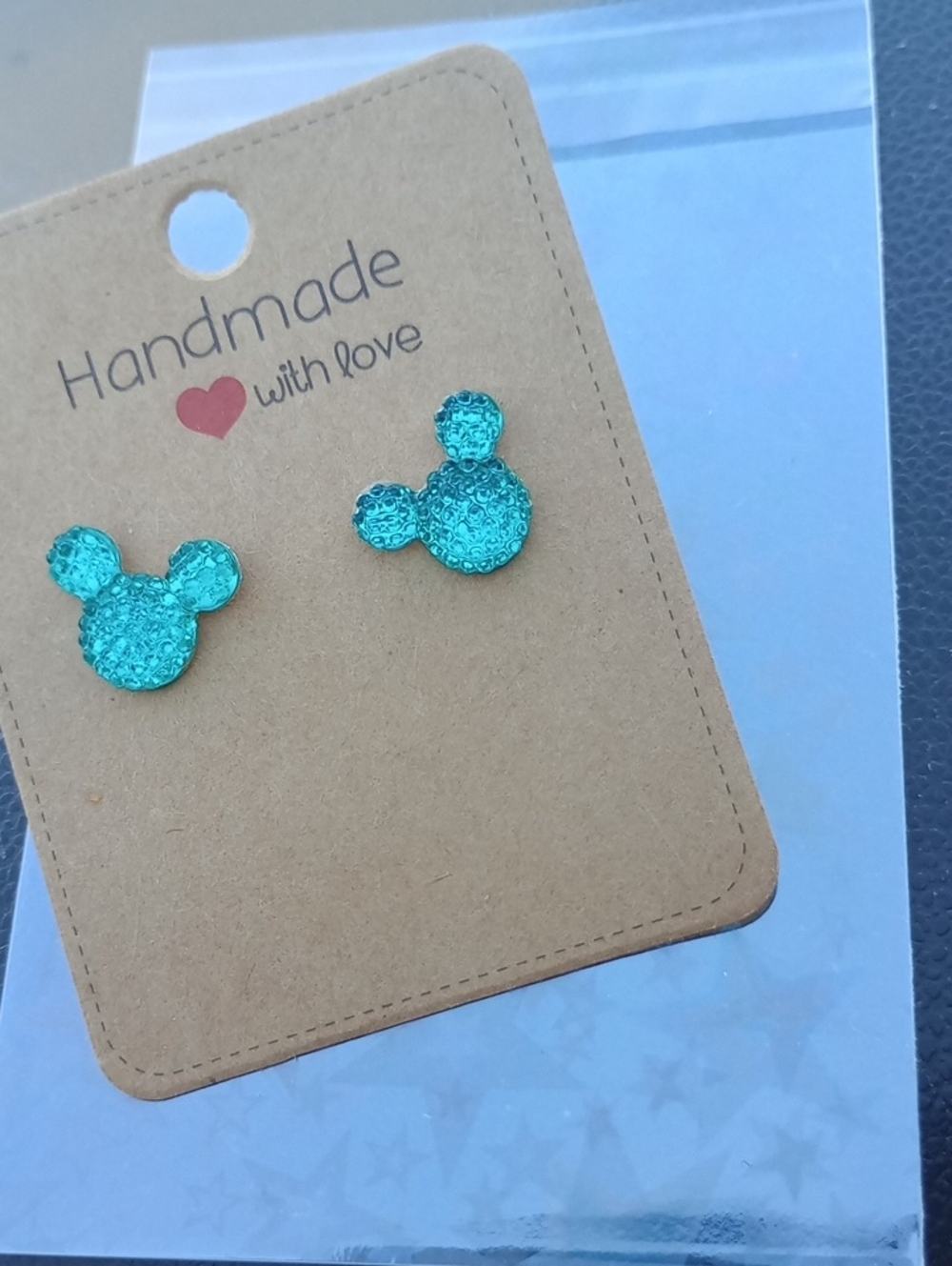$8 Each Or Bundle 5/$20 Handmade Teal Mickey Mouse Inspired Stud Earrings